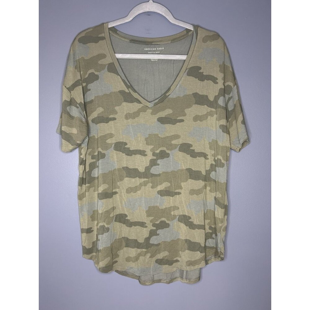 American Eagle Soft And Sexy T Shirt Women's M Camo Elevated Basics Comfortable
